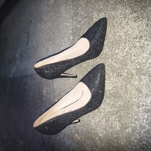 Lauren Lorraine Black Glitter Heels